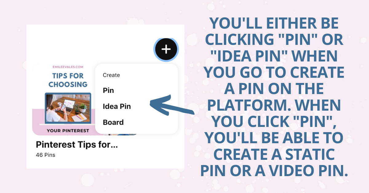 Finding the idea Pin create button to begin making an image