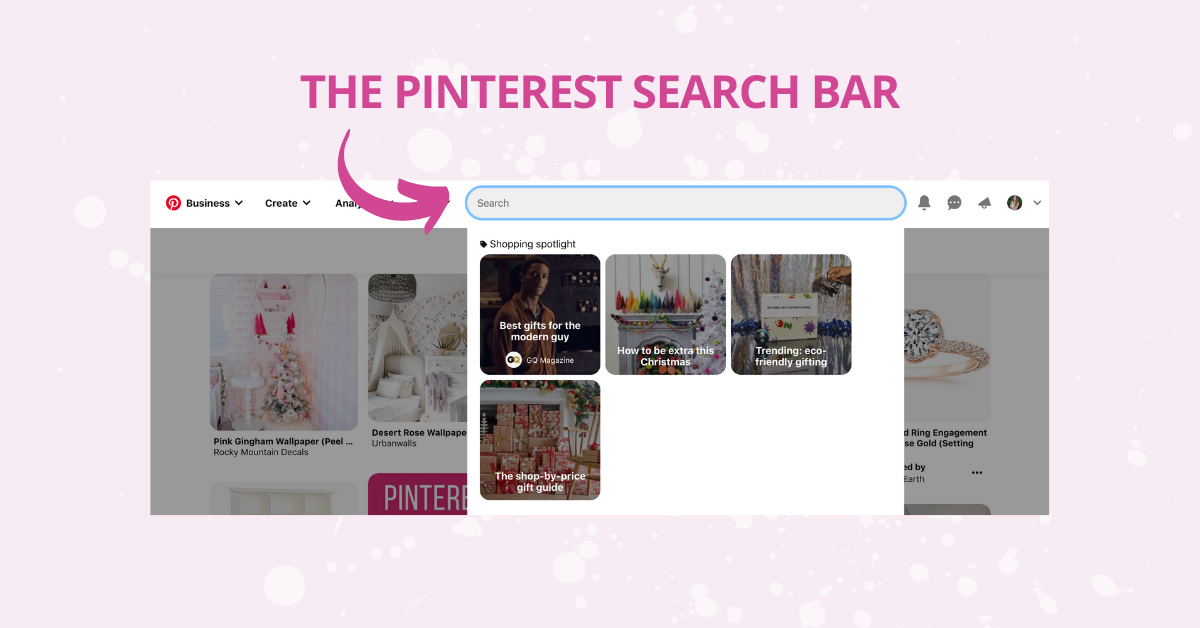 The Pinterest search bar