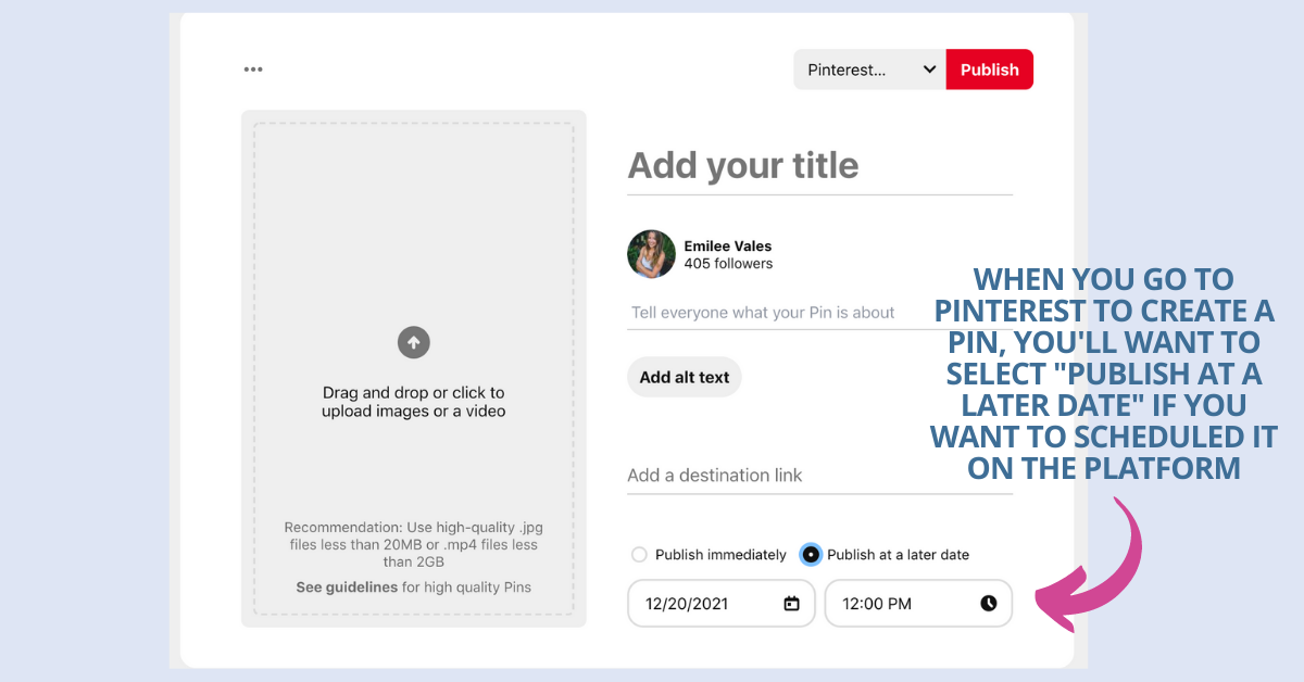 Scheduling Pins directly from Pinterest