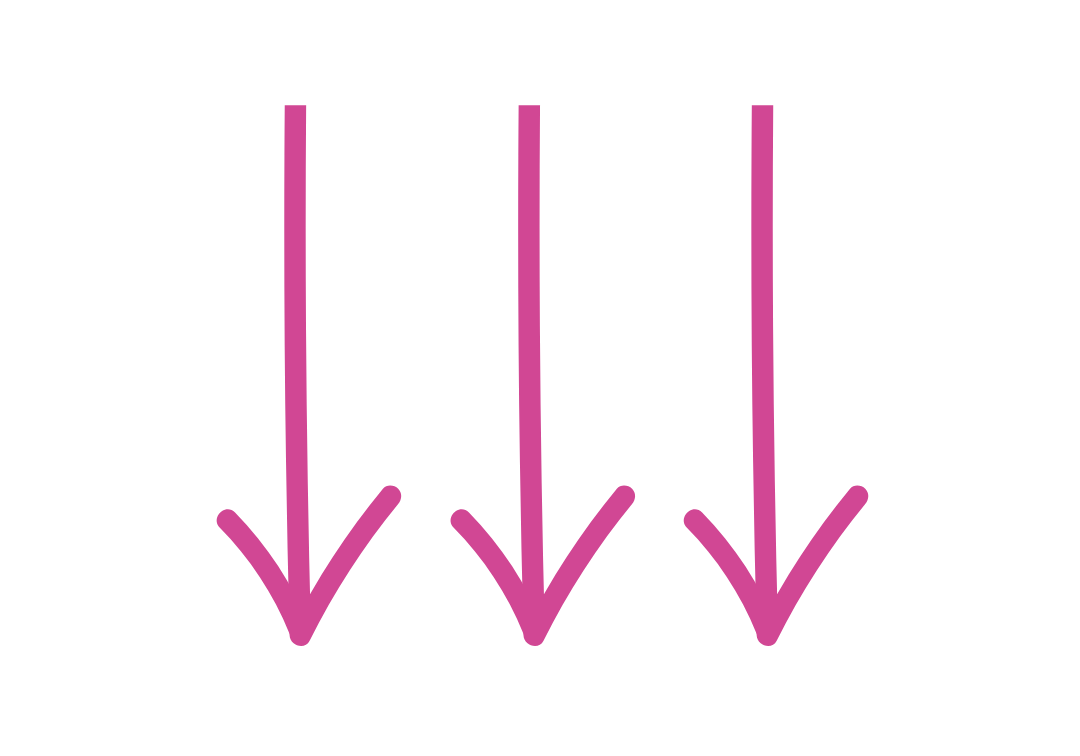 three pink down arrows